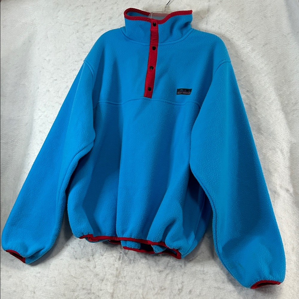 Misty Mountain Turquoise Faux Fleece Snap Pullover Cozy Outdoor Sweatshirt XL